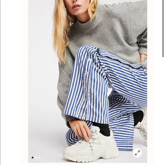 Zee Gee Why Sweeper Snap Stripe Wide-Leg Jeans 31 - Picture 3 of 15